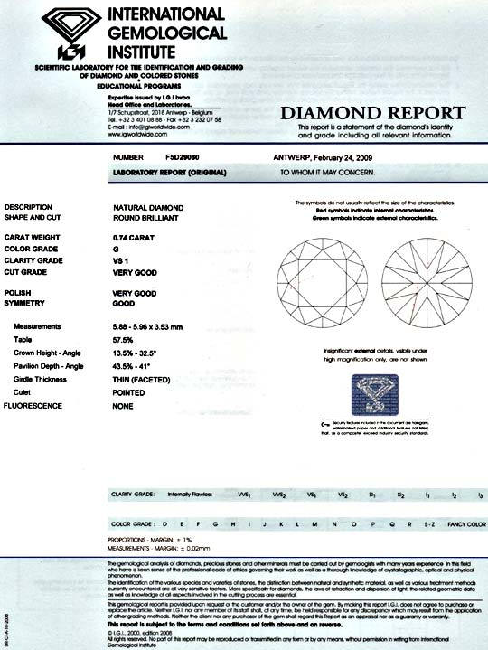 Foto 9 - Diamant 0,74 Carat Brillant IGI feines Weiss VS1, D5076