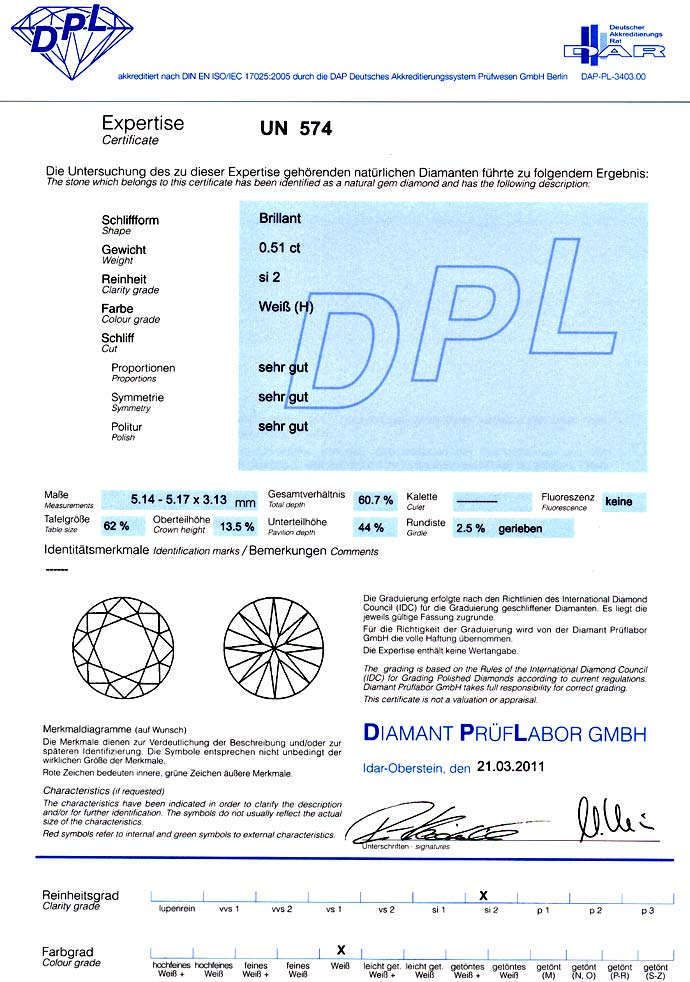 Foto 9 - Diamant 0,51ct Brillant in Wesselton SI2 DPL Zertifikat, D6603