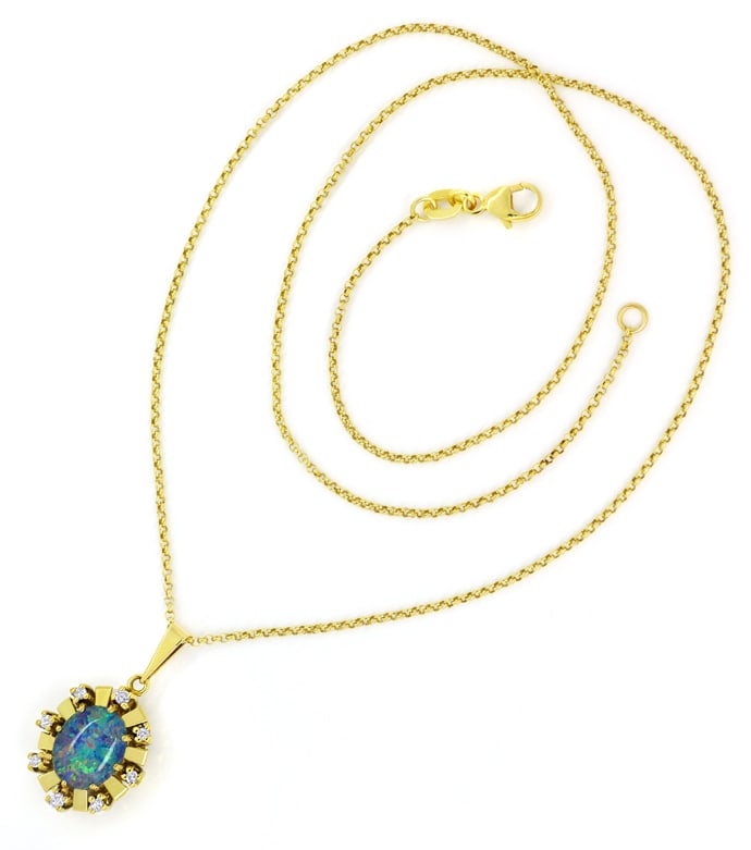 Foto 3 - Goldkette mit schillernder Opal Triplette und Diamanten, Q1045