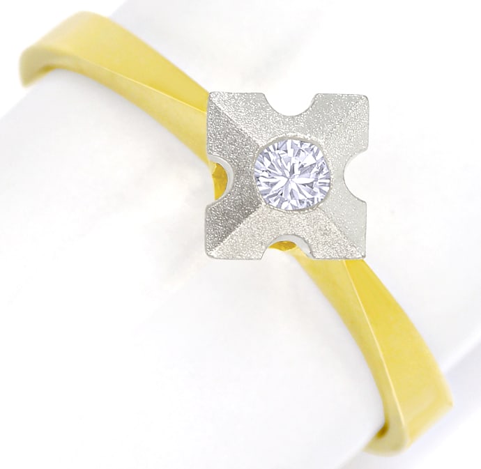 Foto 2 - Diamantring mit 0,10ct Brillant-Solitär in Bicolor Gold, Q1460