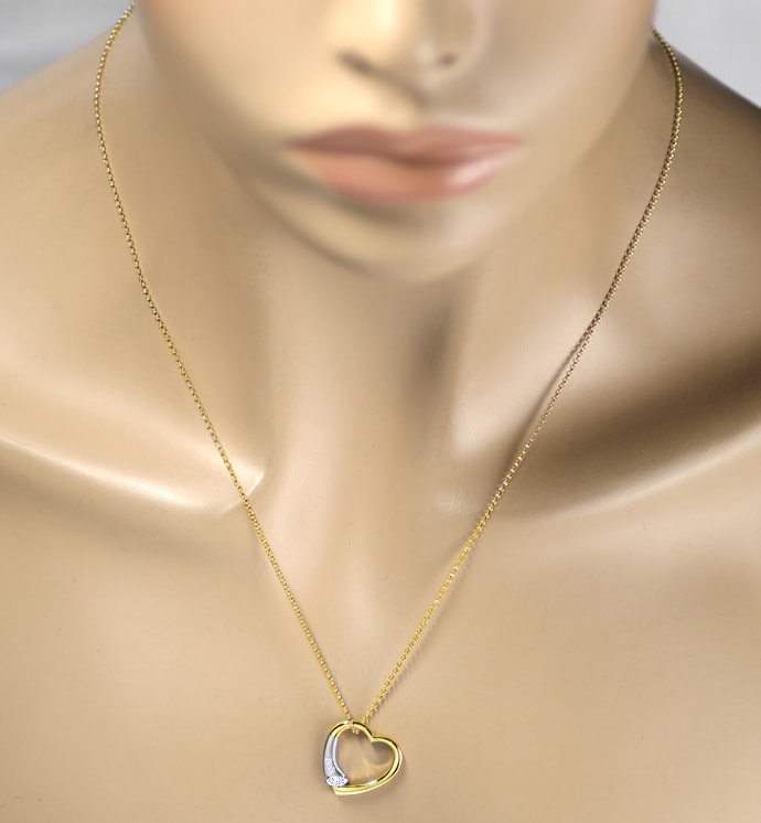 Foto 4 - Herz-Anhänger mit Diamanten an Goldkette 18K, S5520