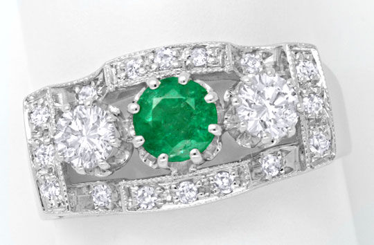 Foto 2 - Wunderschöner Diamant-Ring mit Smaragd Weißgold, S6355